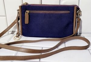 FRANCHETTI BOND Vintage Small Canvas Crossbody Purse Leather Trim  Detac…